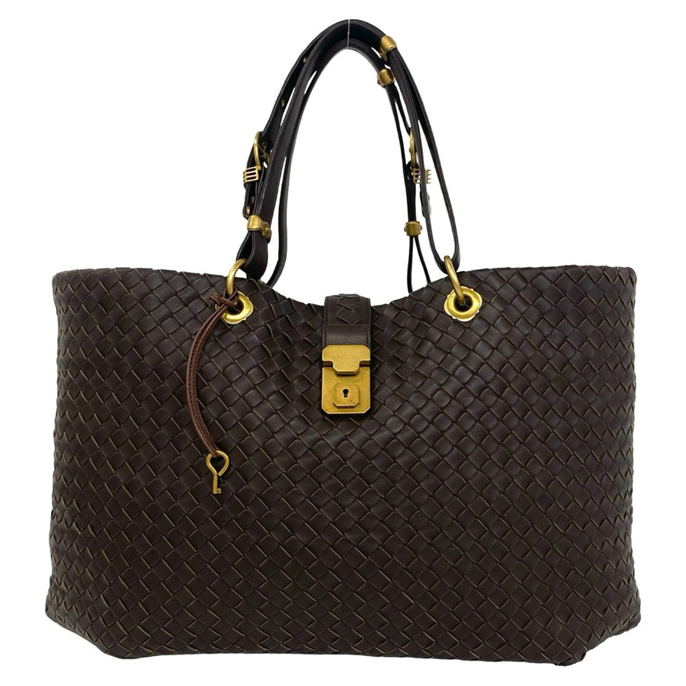 BOTTEGA VENETA Vintage Intrecciato Leather Tote Bag/Handbag, Brown, 91003